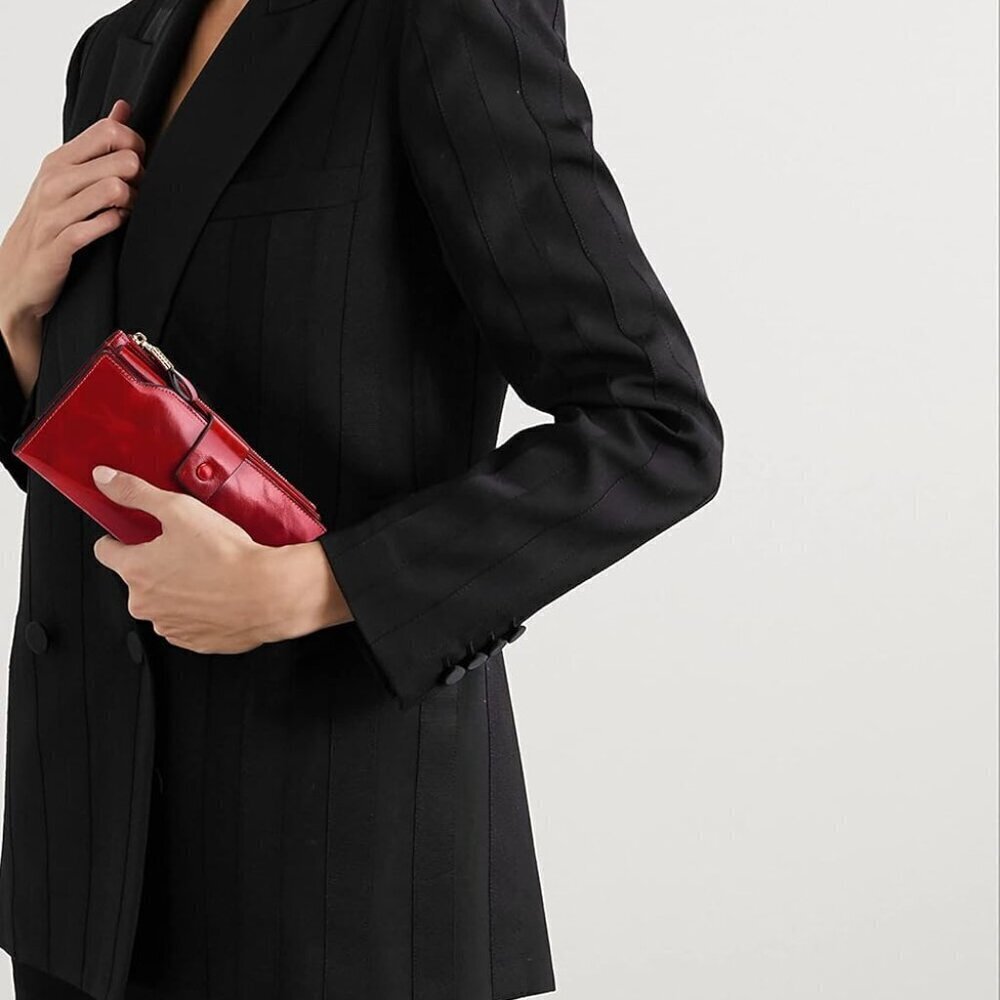 Women's Genuine Leather Wallet RFID Blocking Multi Card Holder with Cell Phone P - Picture 2 of 7